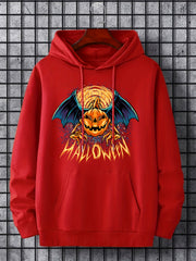 Men's Cartoon Pumpkin Hoodie Halloween Style Drawstring Hooded Sweatshirt
