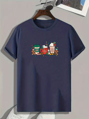 Christmas Drinks Pattern Print Men's Comfy Sports T-shirt