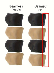 4 Pack Plus Size Seamless Strapless Bandeau Bra Set