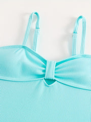 Toddler Girls Ruffle Trim Cut Out Bow Cami One Piece Swimsuit