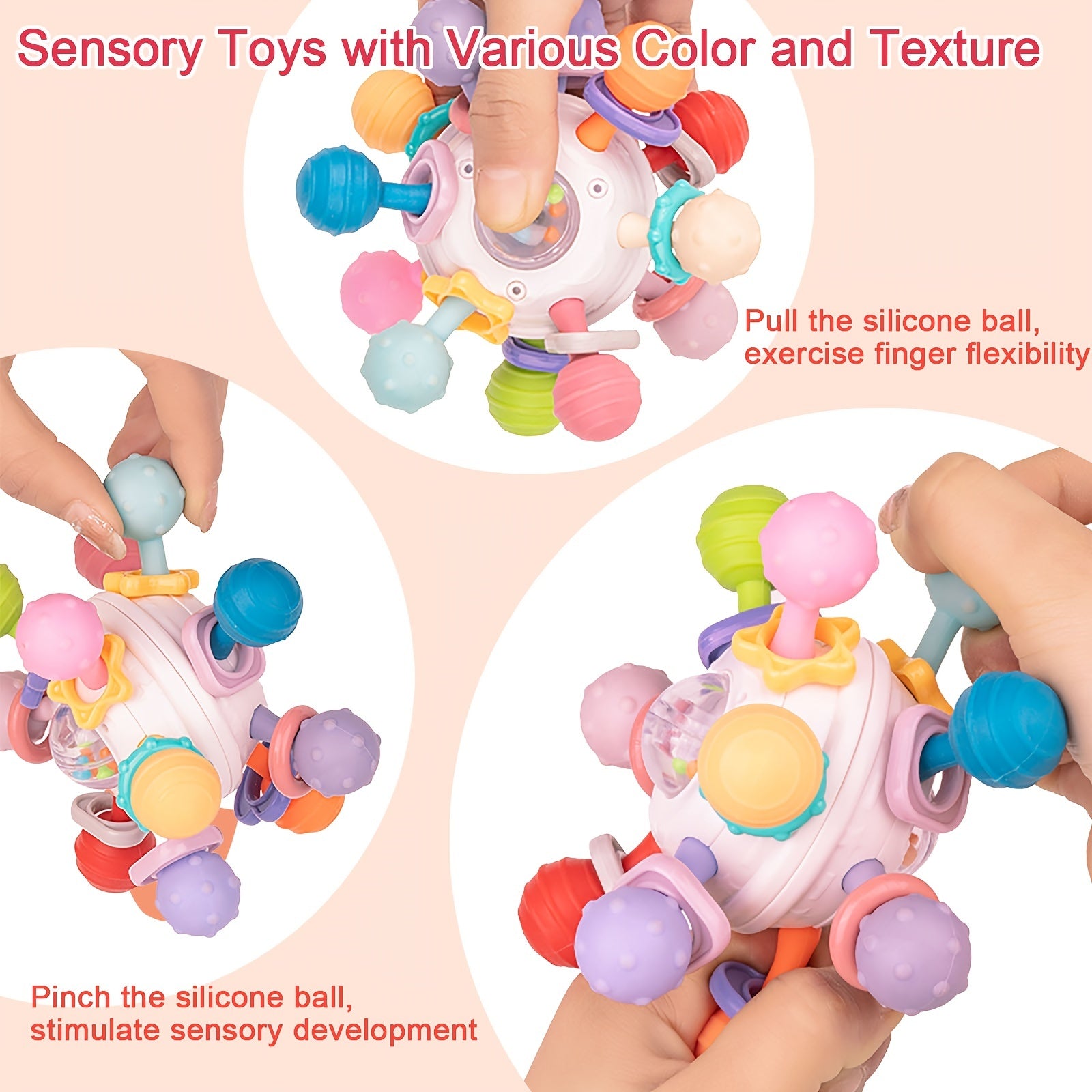 Montessori Baby Toys Sensory Teether Rattle 0-12 Months