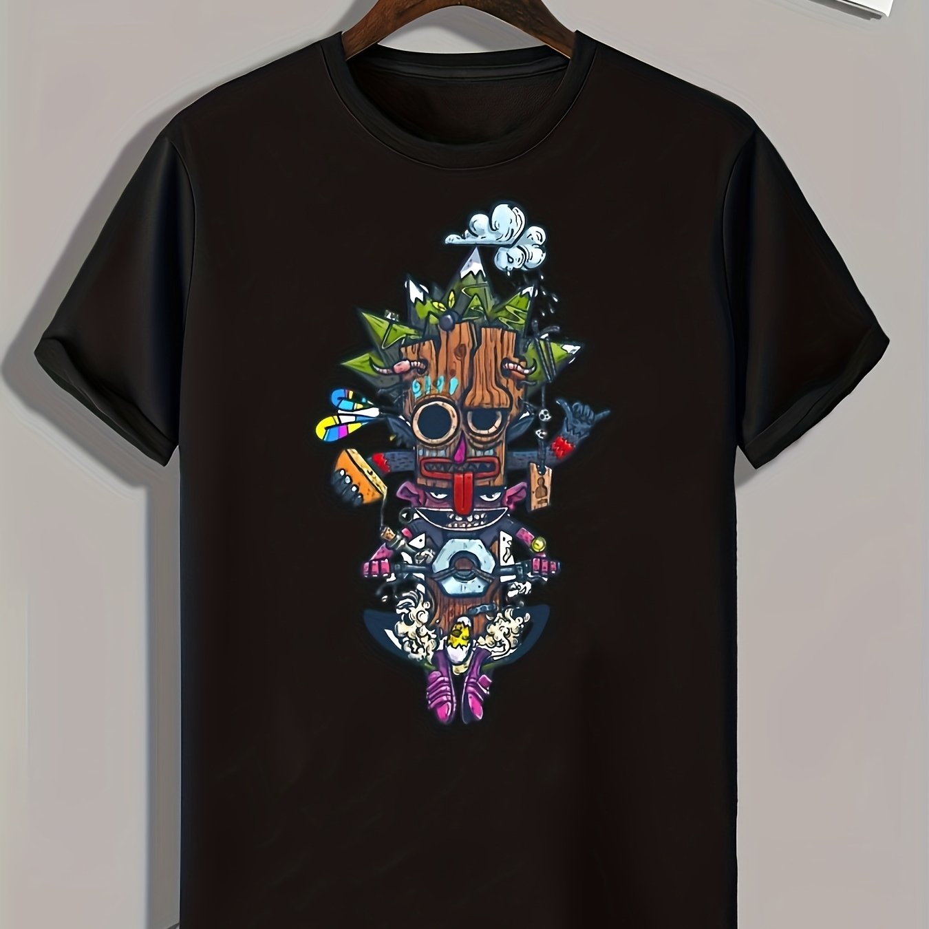 Cool Cartoon Print Men's Graphic Tee for Summer