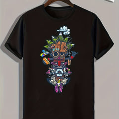 Cool Cartoon Print Men's Graphic Tee for Summer