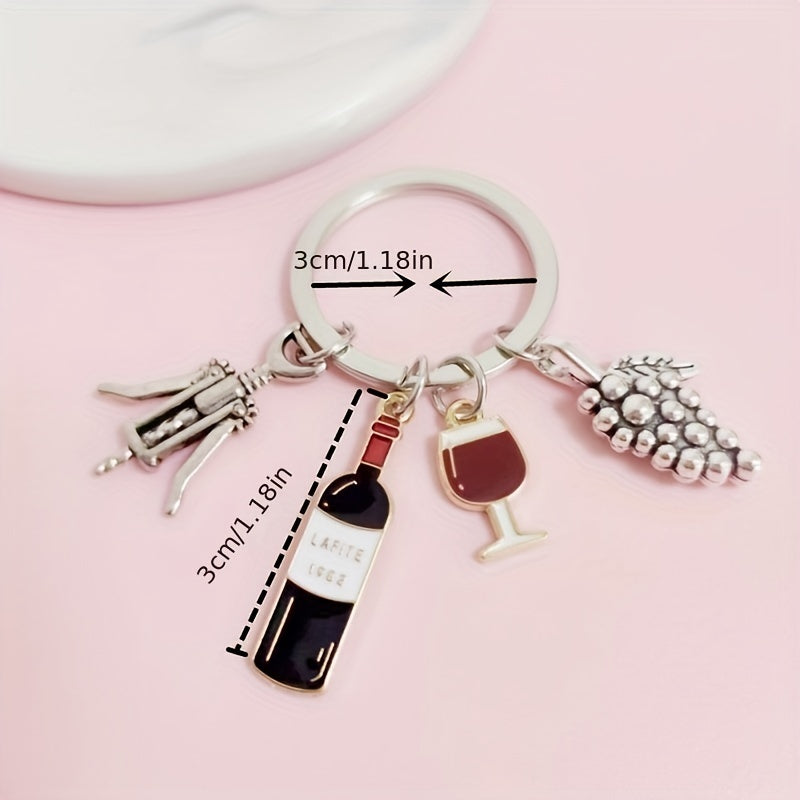 Red Wine Grape Glass Bottle Opener Key Ring Bar Party Holiday Gift