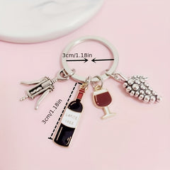 Red Wine Grape Glass Bottle Opener Key Ring Bar Party Holiday Gift