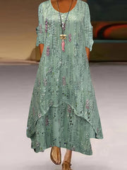 Floral Print Long Sleeve Maxi Dress with Pockets