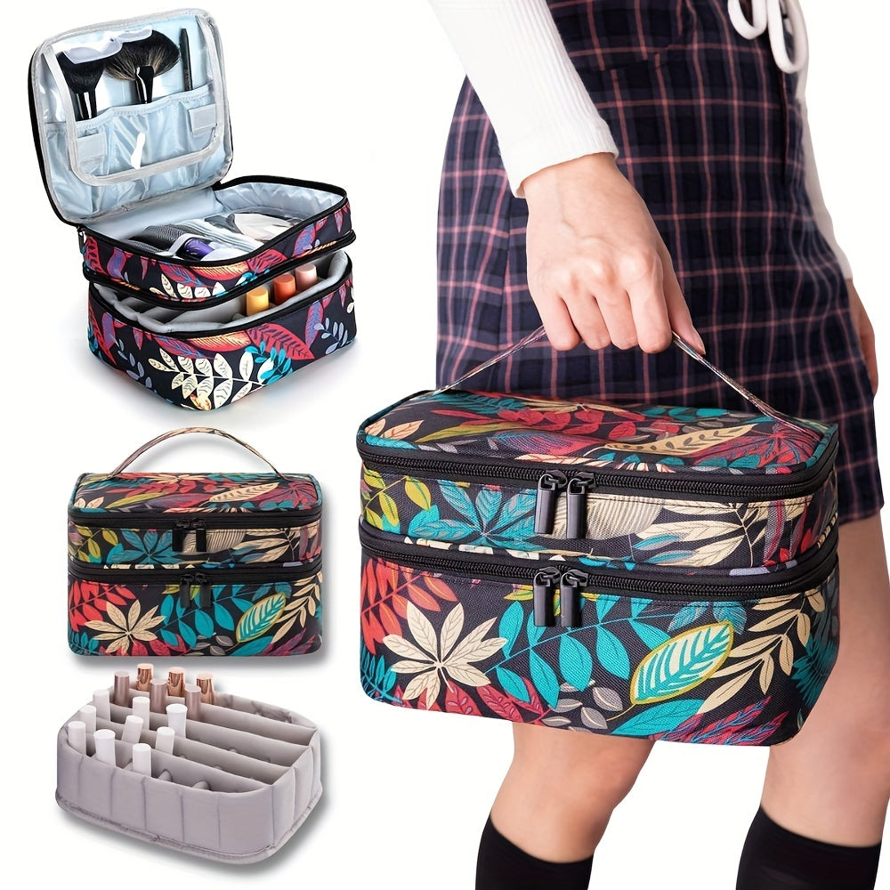 Double Layer Nail Polish Organizer Case Portable Storage Dividers Gel Holder