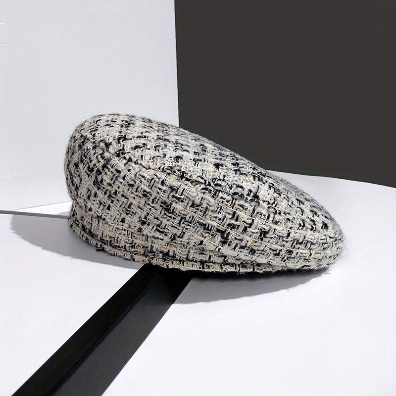Plaid Pattern Beret Lightweight Painter Cap Vintage Berets