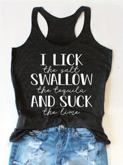 Letter Print Crew Neck Tank Top Women's Summer Clothing
