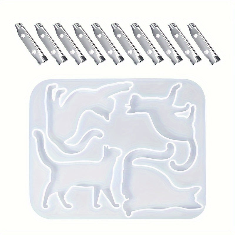 3D Cartoon Cat Pendant Brooch Crystal Epoxy Resin Mould Jewelry Silicone Mold