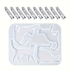 3D Cartoon Cat Pendant Brooch Crystal Epoxy Resin Mould Jewelry Silicone Mold