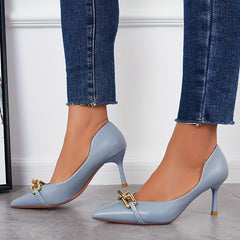 Metallic Chain High Heels Sexy Pointed Toe Stiletto Pumps