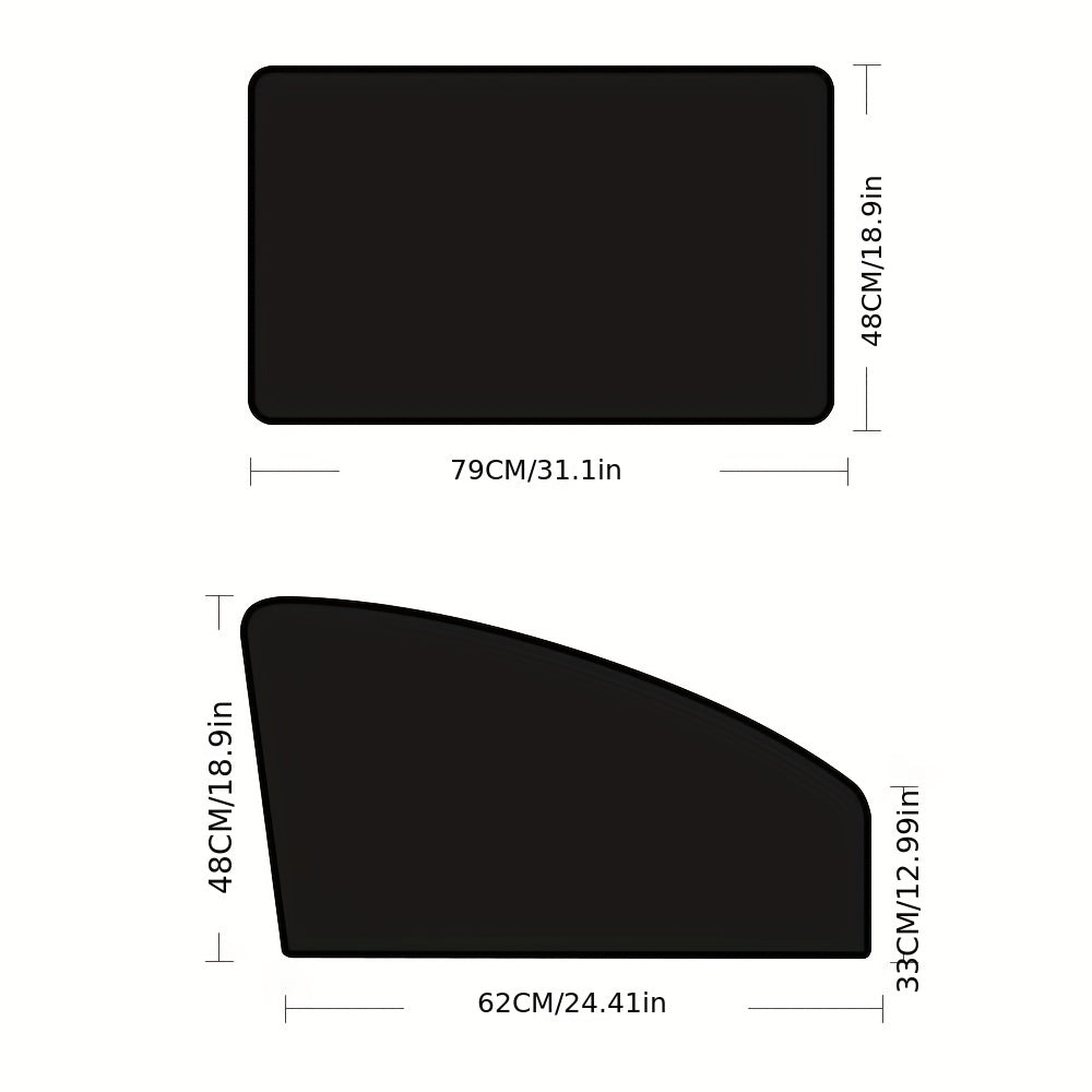 Car Side Window Sunshades Set with Hidden Magnetic Silvery Curtains