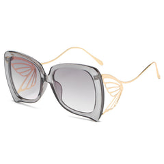 OOLVS Big Frame Butterfly Sunglasses UV Protection Metal Leg Gafas De Sol