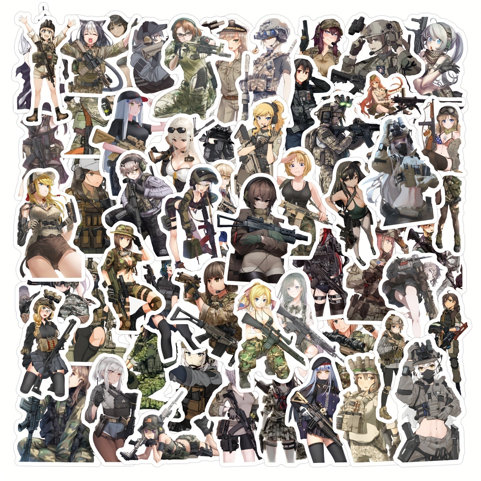 Female Soldier Stickers for Laptop Phone Luggage