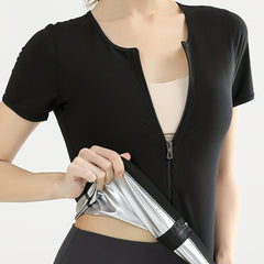 Zipper Tank Top Tummy Control Shapewear Slimming Short Sleeve