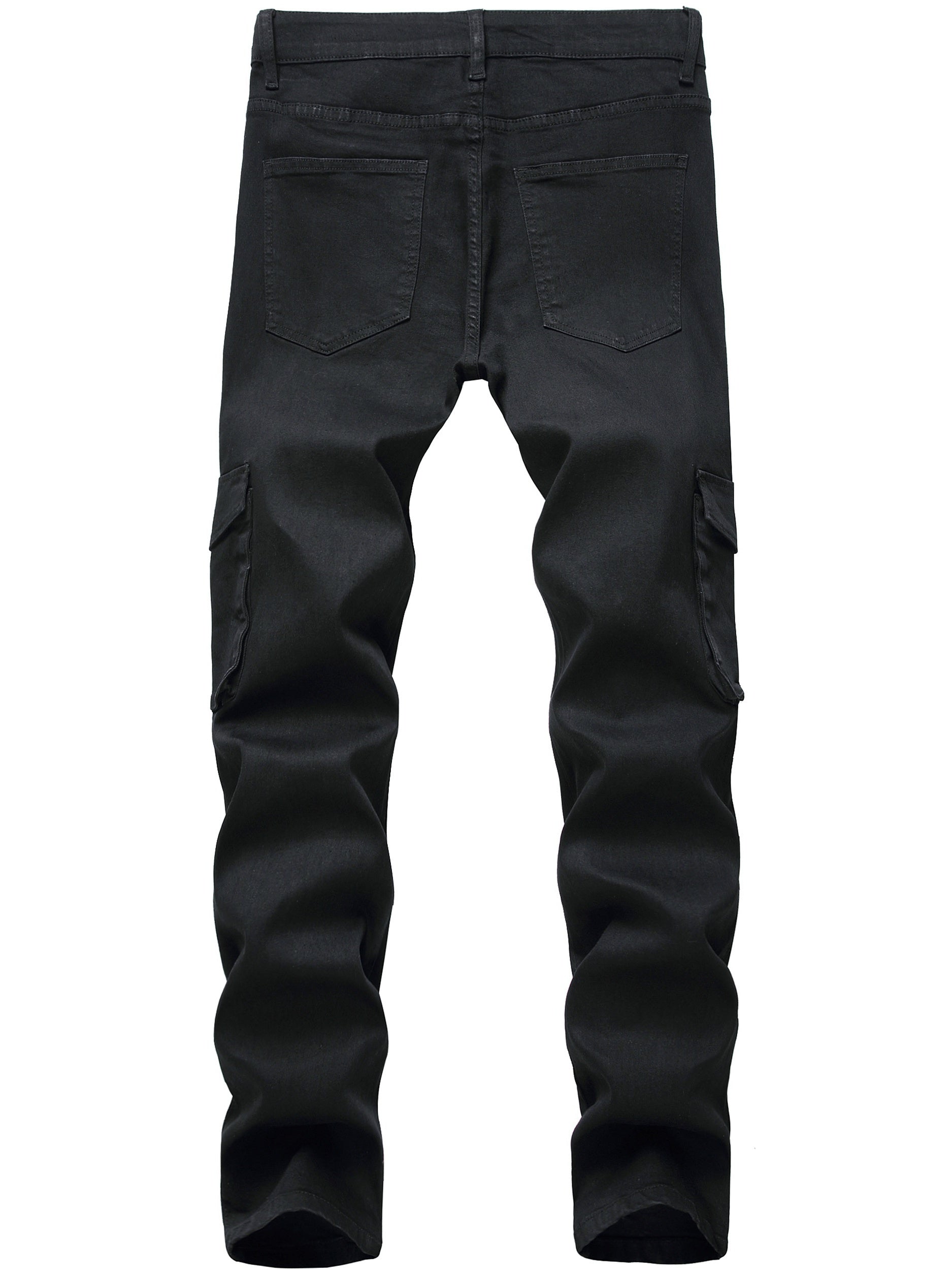 Men's Slim Fit Cargo Denim Jeans With Pockets