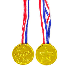 10pcs Gold Plastic Award Medals for Sports, Talent Show, Spelling