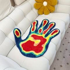 Soft Palm Shape Rug Multicolor Flocking Material Decor
