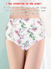 5 Pcs Women's Floral Print Bikini Panties Breathable Plus Size Lingerie