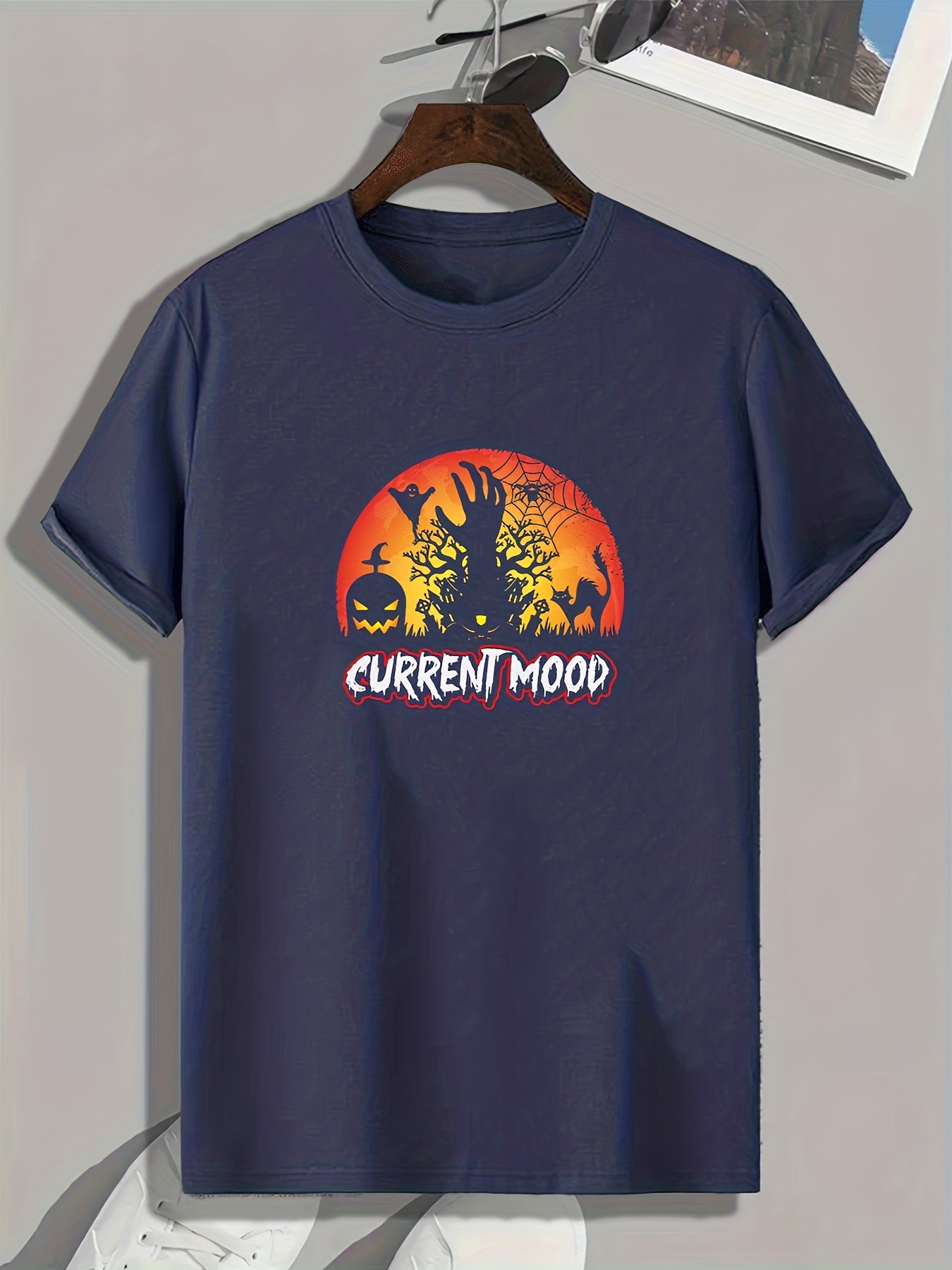 Halloween Print Men's Sports T-shirt for Fitness Activities