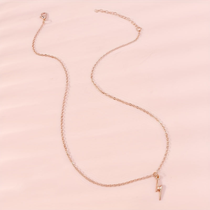 Stylish Golden Lightning Pendant Necklace for Her