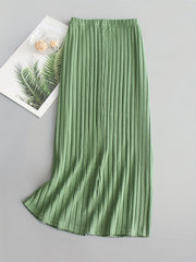 Solid Ribbed Knit Elastic Waisted Stretch Skirt