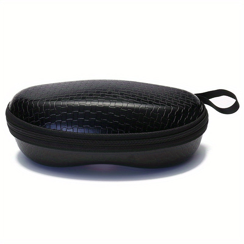 Men's Textured PU Leather Glasses Case Hard Protective Sunglasses Cover