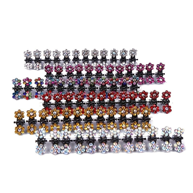 12pcs Rhinestone Hair Claw Clips Mini Crystal Hair Clips For Little Girls