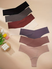 7pcs Seamless Thongs Soft & Stretchy Panties Women's Lingerie