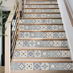 Stylish Moroccan Tile Stickers for Stair Transformation