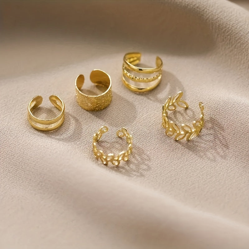 Golden Leaves Non Piercing Ear Clips Earrings for Girls