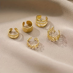 Golden Leaves Non Piercing Ear Clips Earrings for Girls