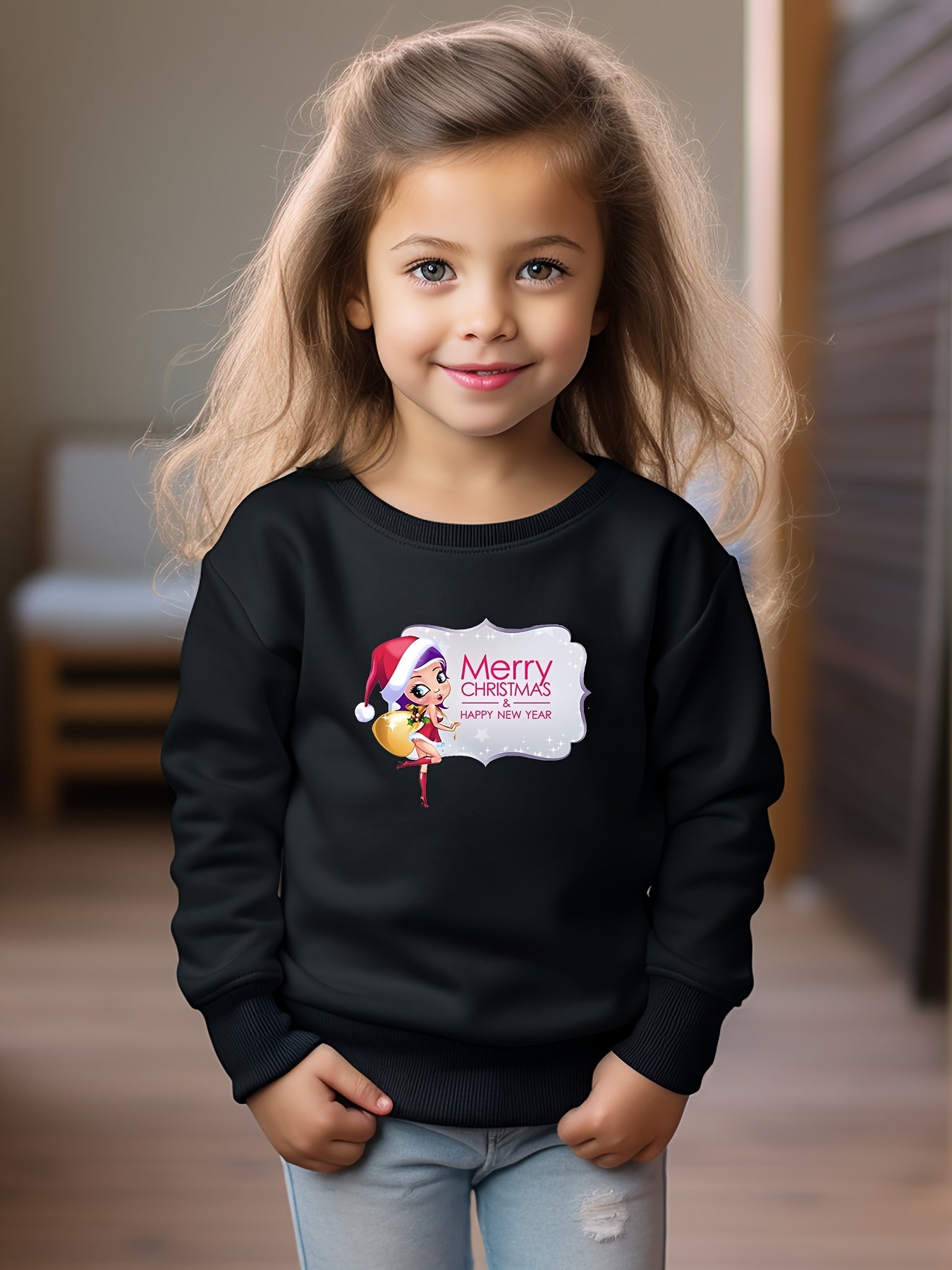 Alphabets Pattern Crew Neck Sweatshirt For Kids