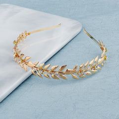 Golden Leaf Rhinestone Hairband Headband Princess Tiara