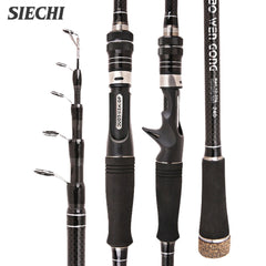 SIECHI Telescopic Carbon Fishing Rod Lightweight Spinning and Casting Rod