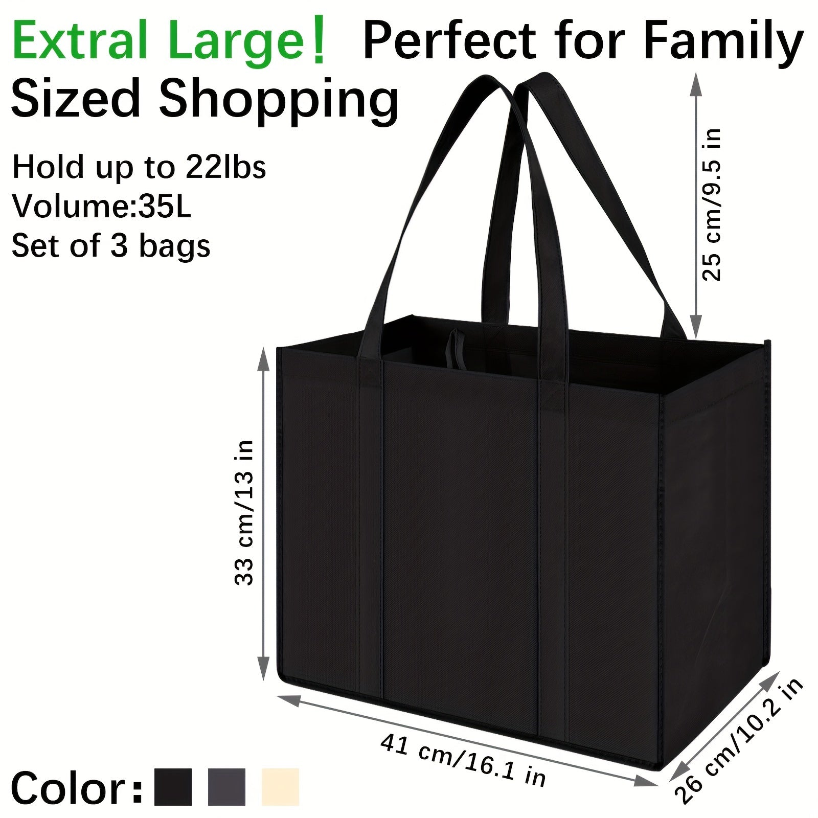 3 Pcs Reusable Grocery Bags Lightweight Storage Handbag