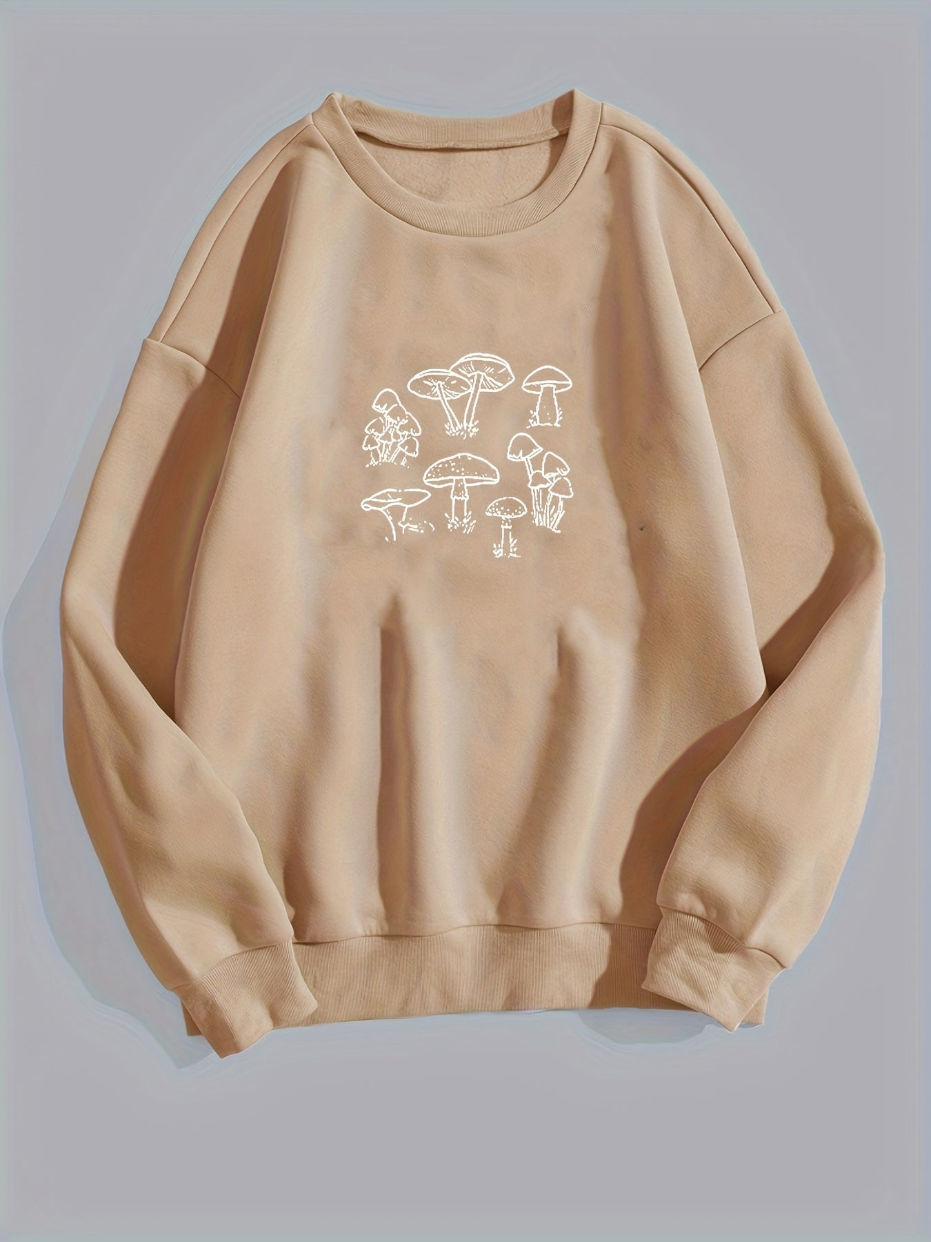 Mushroom Print Crew Neck Sweatshirt