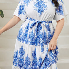 Boho Kaftan Dress Women's Plus Tribal Print Maxi Dress