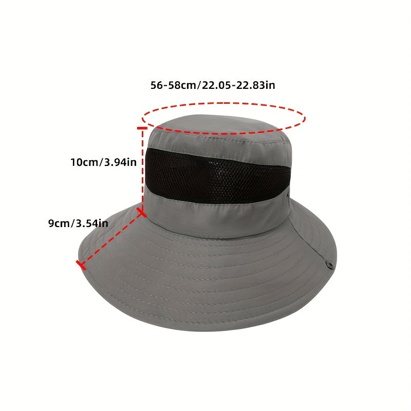 Big Brim Sun Protection Fishing Hat for Men Foldable Breathable Mesh Bucket Hat