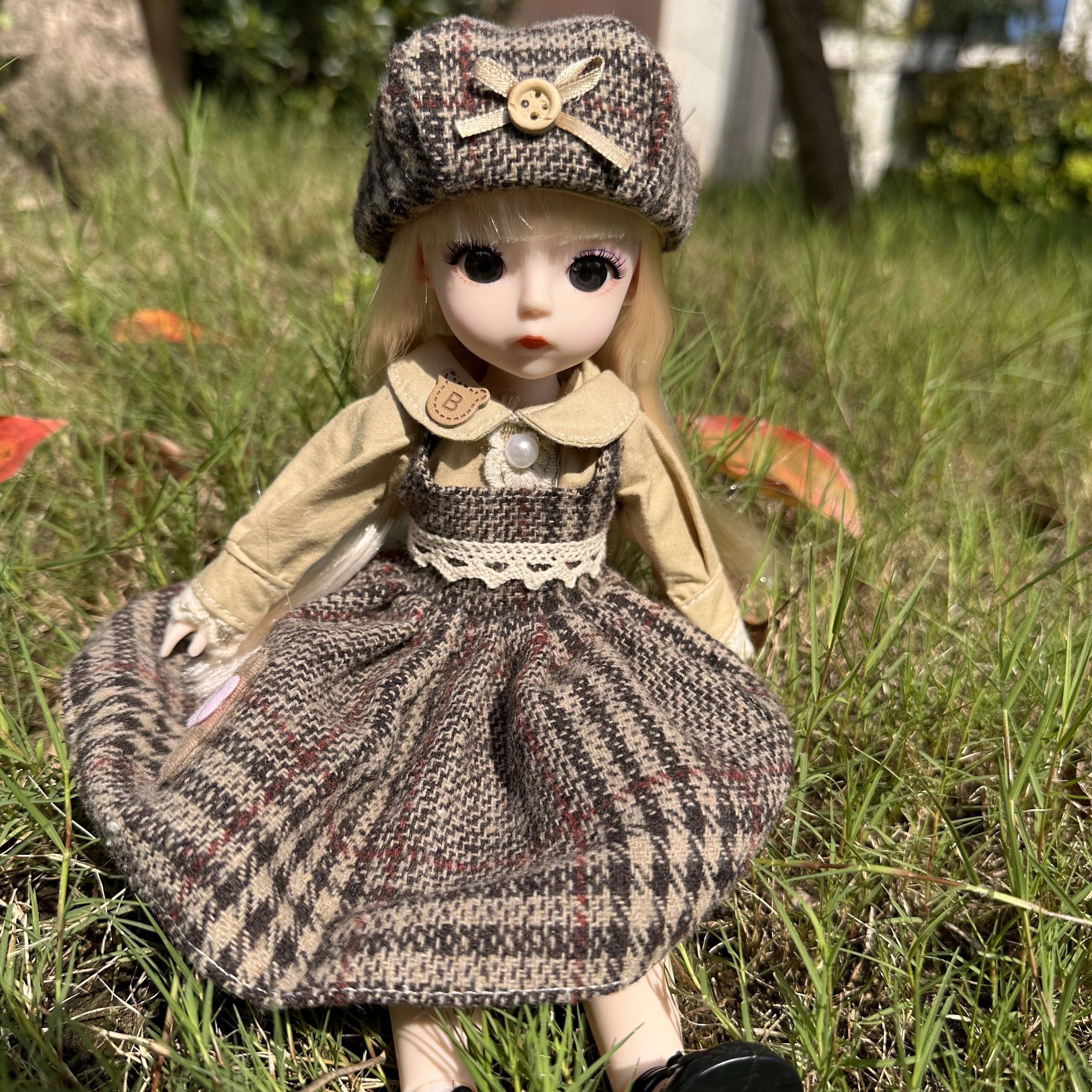 Princess Doll Set with Dress, Hat, Shoes for 1/12 BJD Doll - Gift