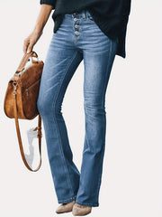 Dark High Stretch Flared Jeans Bootcut Slim Fit Denim Pants Women's Clothing