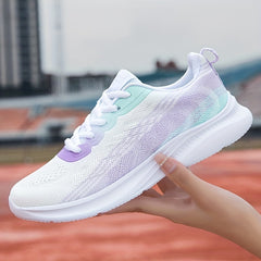 Women's Knitted Running Shoes Lightweight Low Top Sports Lace Up