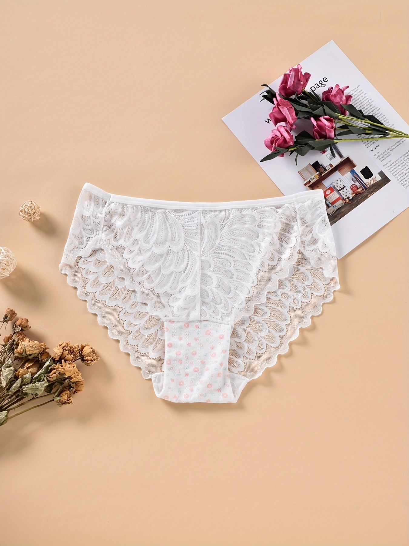 3 Pack Plus Size Graphic Lace Floral Print Panty Set