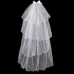 Bowknot Wedding Veil With Faux Pearl Ornament