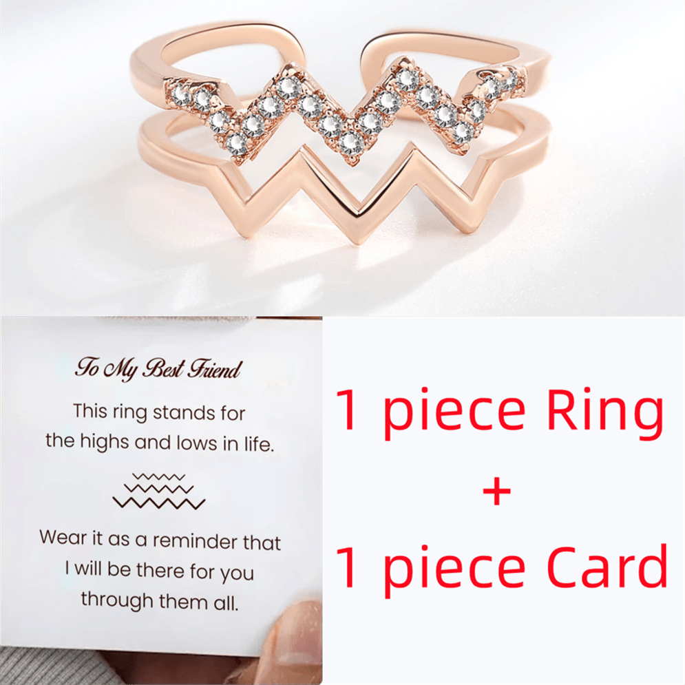 Wavy CZ Decor Open Adjustable Ring Gift