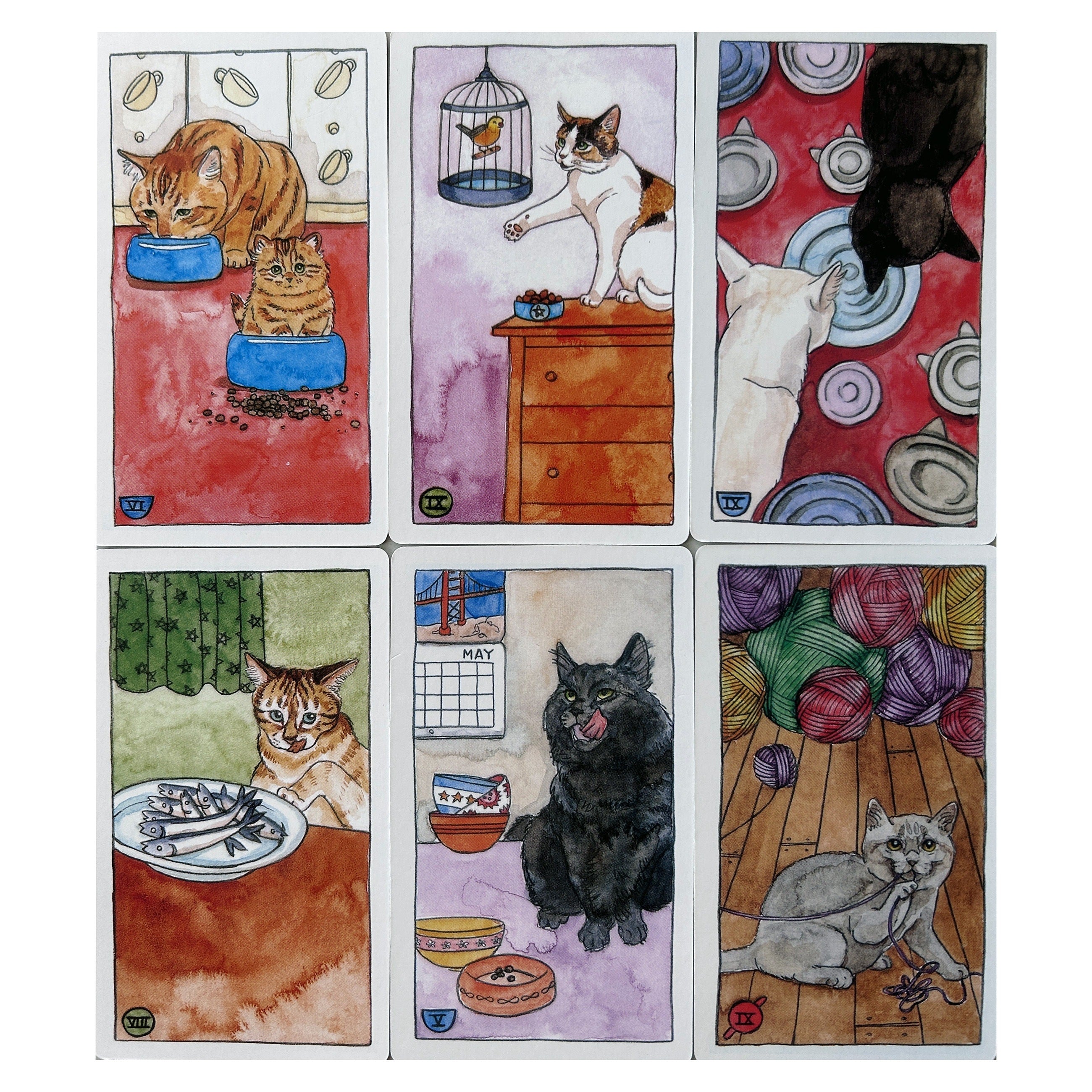 Cartoon Cat Tarot Cards Set for Beginners with Guidebook