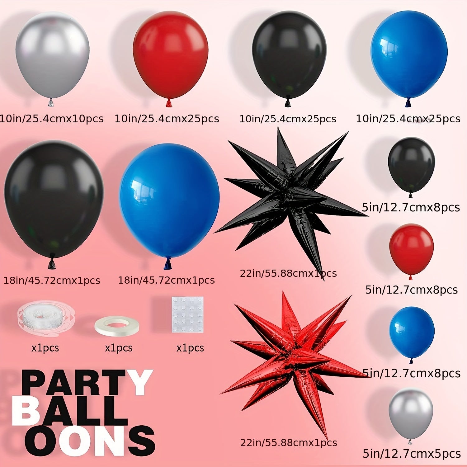 121pcs Red Spider Web Balloon Set Birthday Party Decoration
