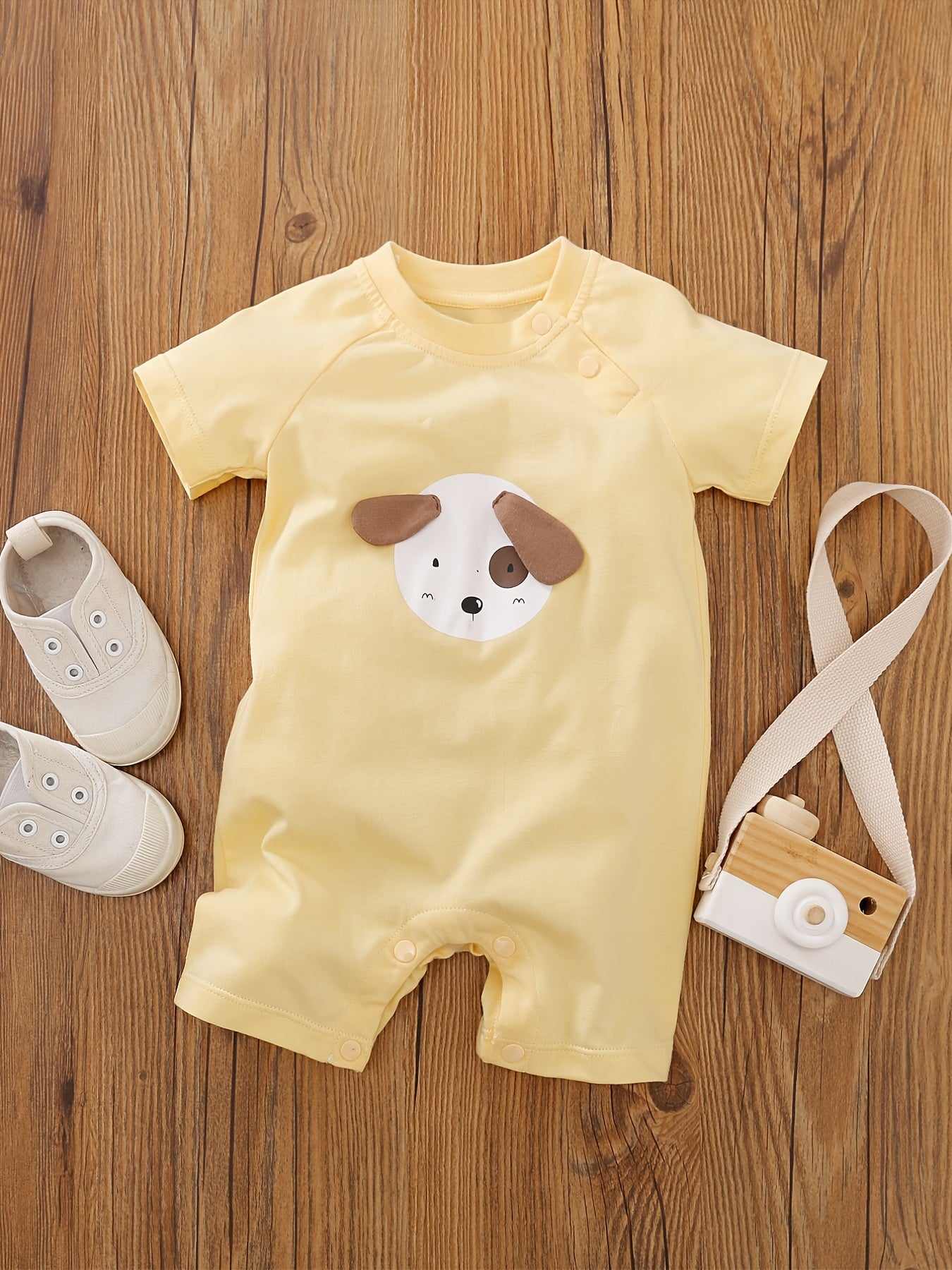 Baby Boys Dog Print Short Sleeve Romper