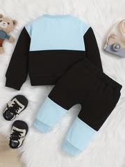Baby Boys Block Long Sleeve Top Pants Set Fall Winter Outfit